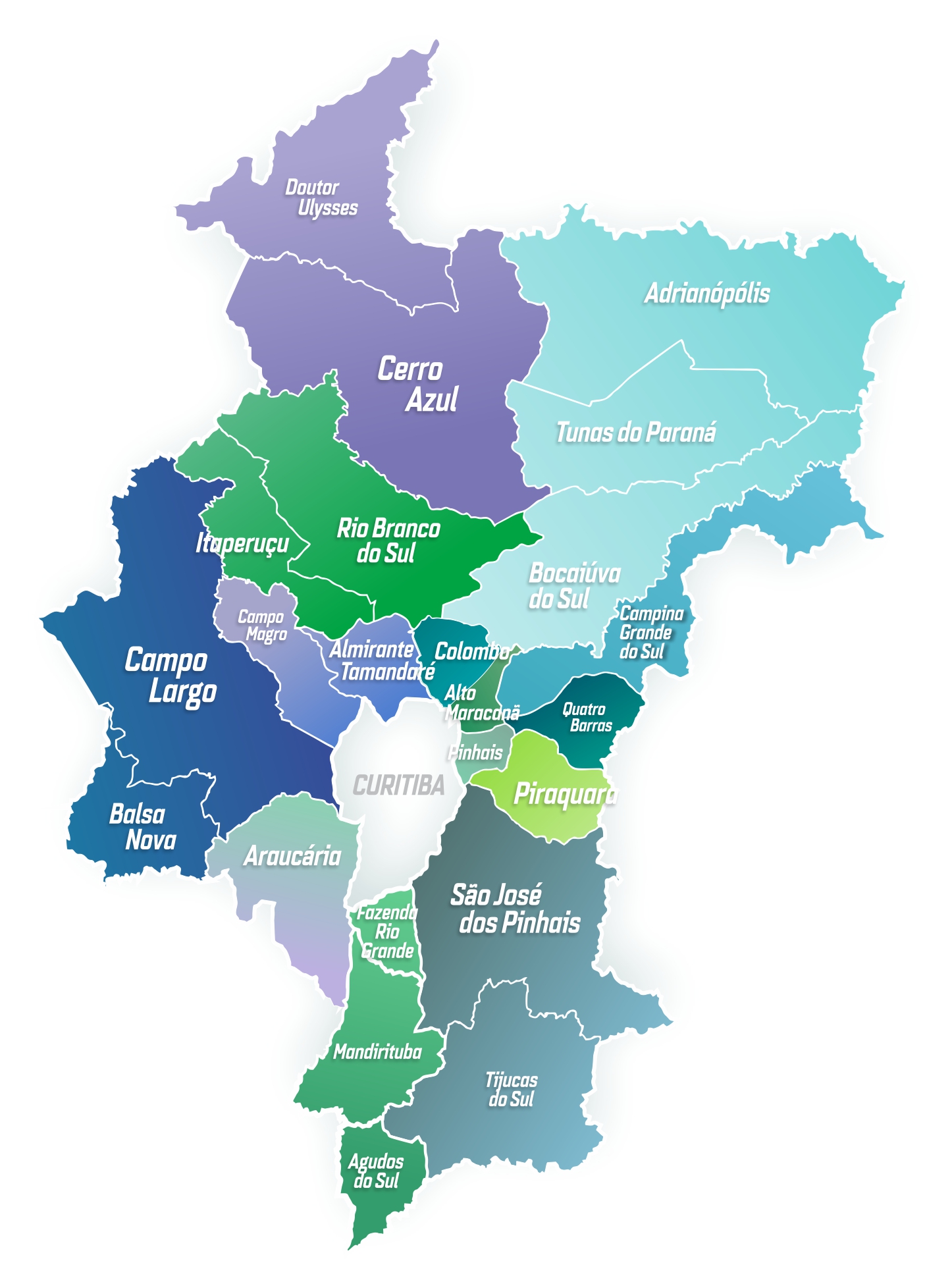 Mapa das regiões das delegacias metropolitanas