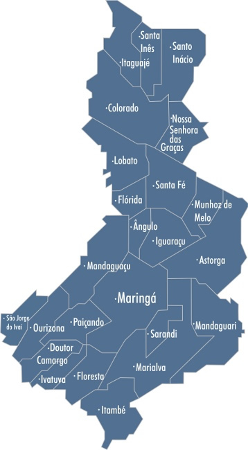 Mapa das cidades da 9ª SDP - Maringá