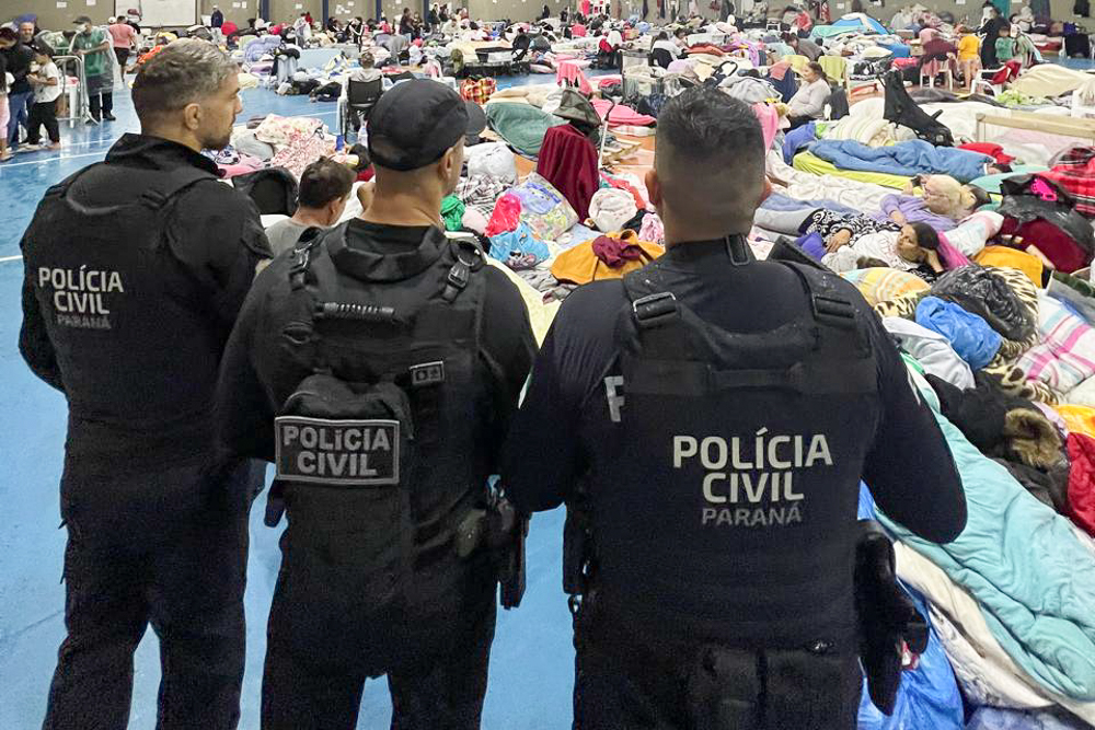 Com 104 agentes e muita tecnologia, forças de segurança do PR seguem apoiando o RS
