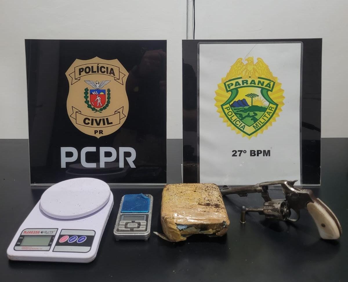PCPR e PMPR prendem homem por tráfico de drogas e porte ilegal de arma de fogo em São Mateus do Sul