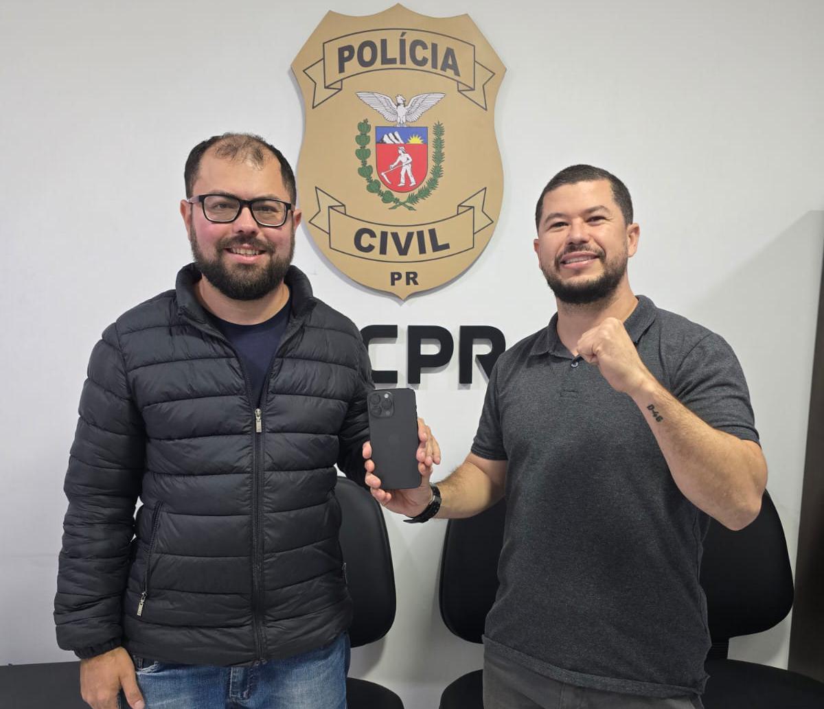 PCPR recupera celulares furtados e realiza devolução de aparelho em Fazenda Rio Grande