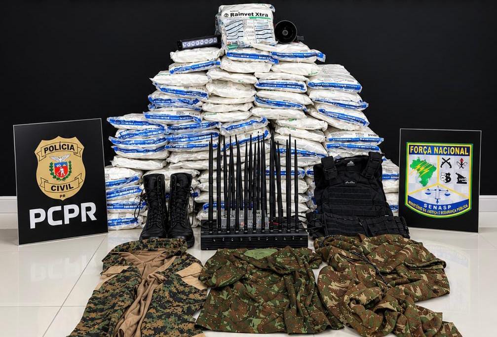 PCPR e Força Nacional prendem investigados por roubo e e contrabando e apreendem mais de 200 quilos de agrotóxicos em Guaíra