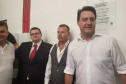 Em primeiro plano, o Governador Carlos Massa Ratinho Júnior, entre demais autoridades