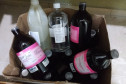 Produtos apreendidos, dentro de uma caixa.