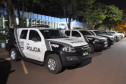 Diversas viaturas estacionadas, antes de saída para operação
