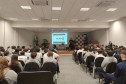 Policial civil durante palestra