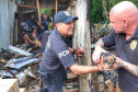 PCPR resgata cadela e filhotes presos em escombros em Guaratuba