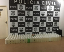 Galões de álcool em gel adulterados apreendidos durante ação da PCPR