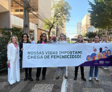 PCPR marca presença na Caminhada do Meio-Dia contra o feminicídio 