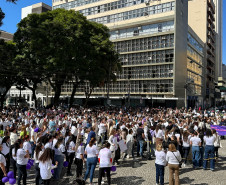 PCPR marca presença na Caminhada do Meio-Dia contra o feminicídio 