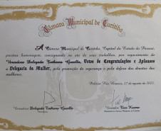 PCPR é homenageada na Câmara Municipal pelo trabalho da Delegacia da Mulher de Curitiba