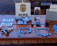PCPR prende homem em flagrante e apreende drogas, arma e munições em Rolândia