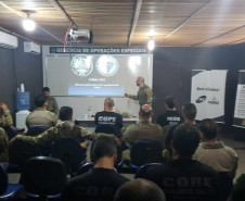 Representantes da PCPR discutem técnicas de operações especiais em encontro nacional.