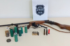 Arma e munições apreendidas