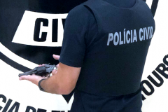 policial civil segura revólver que teria sido usado em homicídio