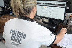 Policial civil ao computador