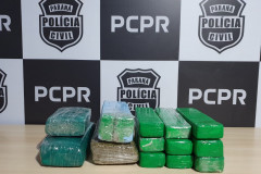 Diversos tabletes de maconha, sobre uma mesa