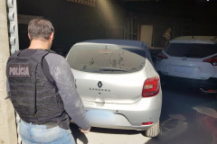 Policial civil observa os veículos