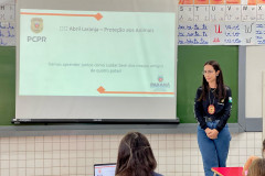 PCPR realiza palestra  para conscientizar crianças ao maus tratos aos animais em Campina da Lagoa