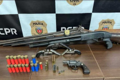 PCPR prende três homens em flagrante por posse ilegal de arma de fogo em Campo Largo 
