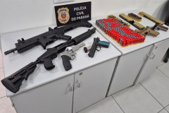 PCPR apreende seis armas de fogo e mais de 750 munições durante investigação de violência doméstica em Curitiba