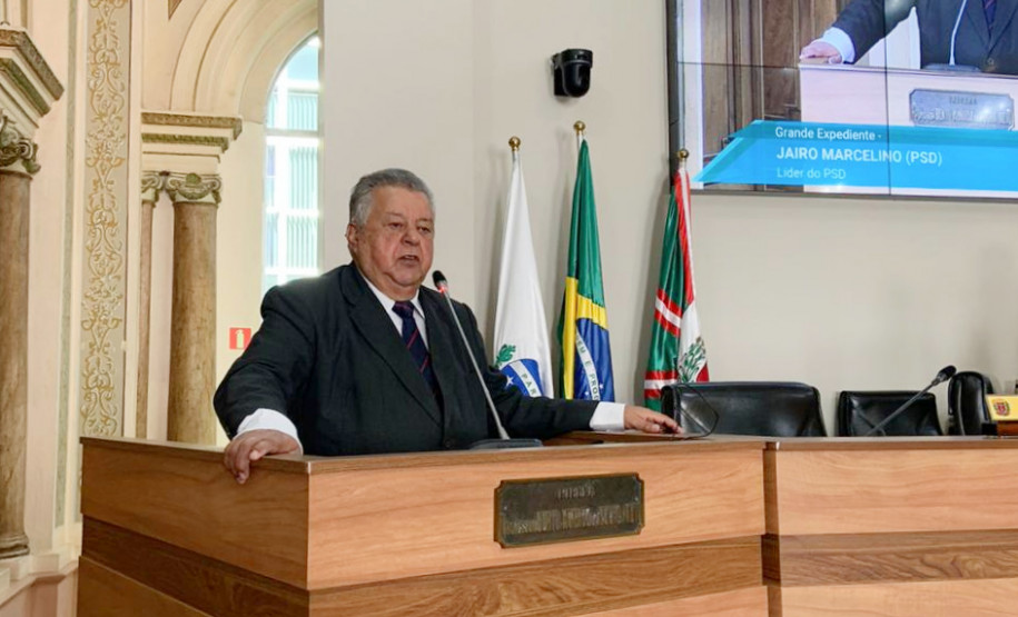 Vereador Jaime Marcelino discursando