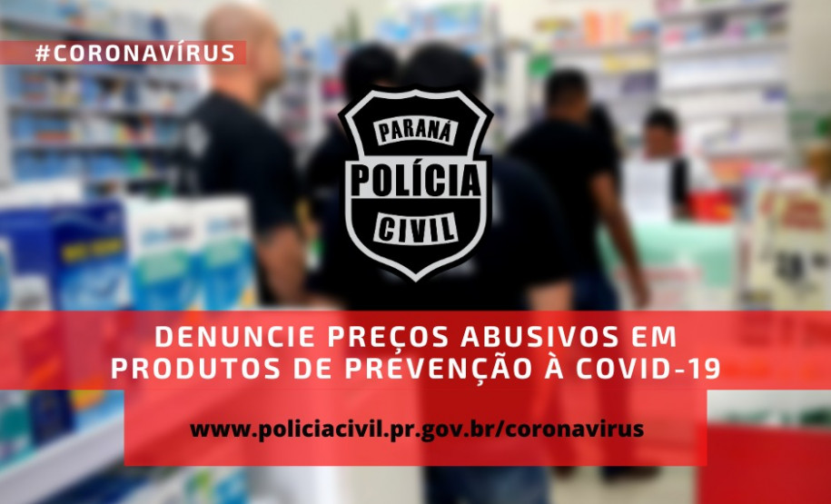 Ilustração com mensagem da polícia civil sobre o coronavírus