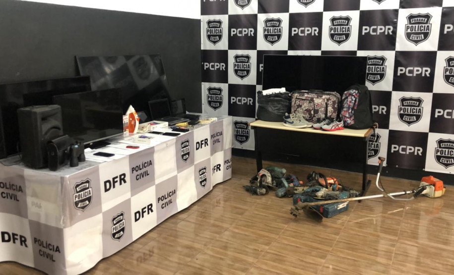 Objetos apreendidos na ação