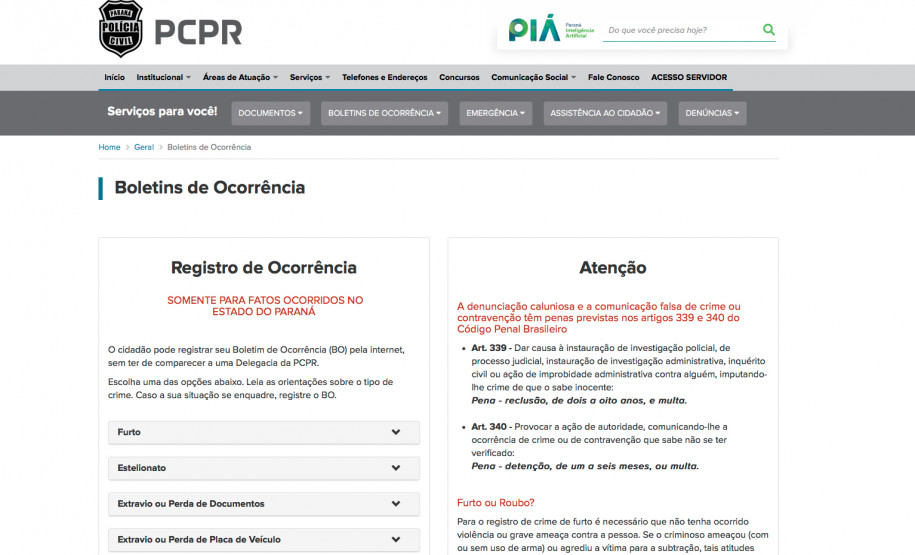 Print da tela de B.O de violencia domestica