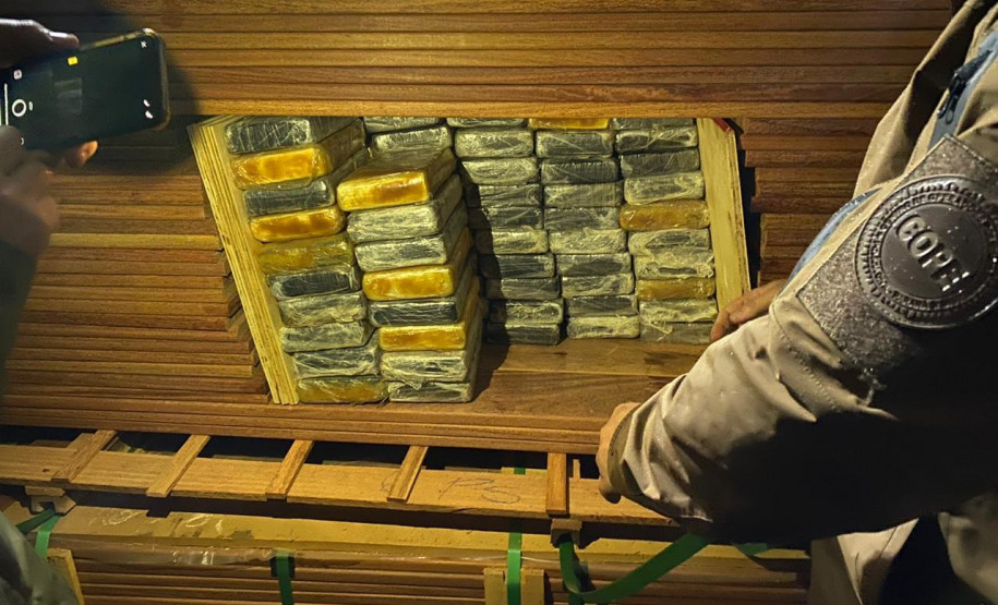 Policiais civis fotografando tabletes de droga