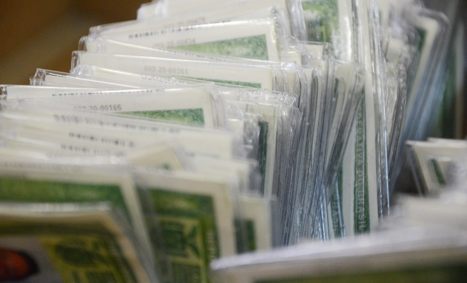 Diversos documentos de identidade enfileirados