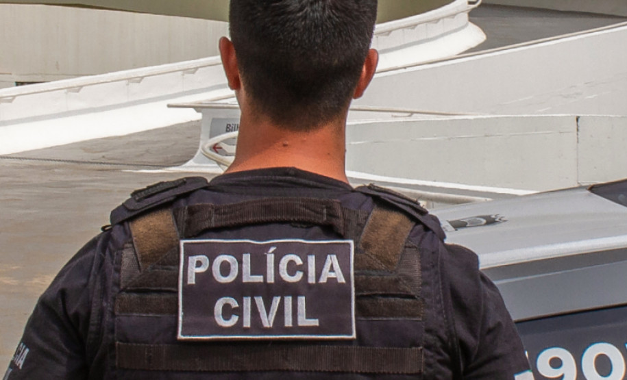 Policial civil de costas