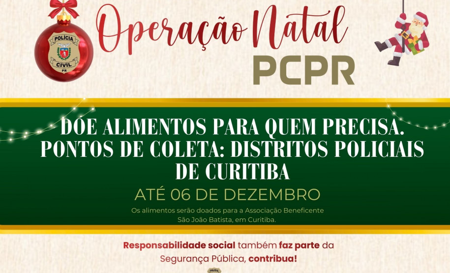 PCPR inicia campanha para arrecadar alimentos não perecíveis em Curitiba