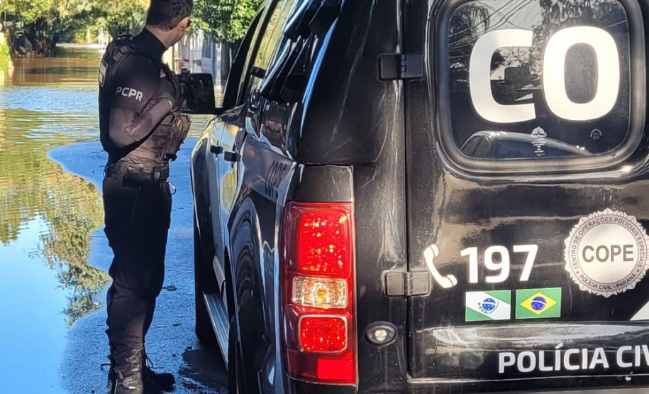 Com 104 agentes e muita tecnologia, forças de segurança do PR seguem apoiando o RS