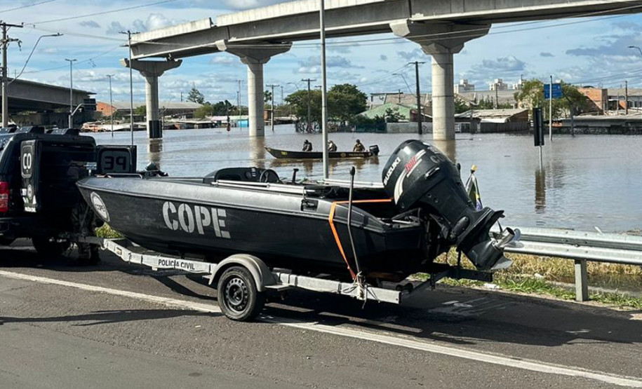 Com 104 agentes e muita tecnologia, forças de segurança do PR seguem apoiando o RS