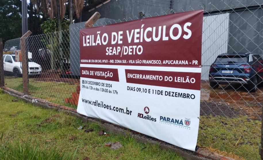 PCPR promove leilão de viaturas em São José dos Pinhais e Apucarana