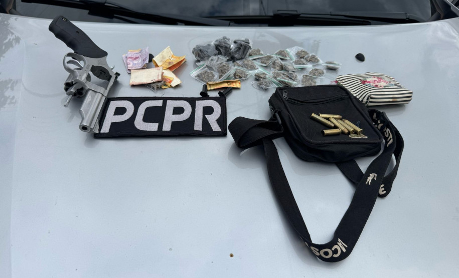 PCPR prende homem em flagrante por tráfico de drogas e porte ilegal de arma de fogo em Bom Sucesso