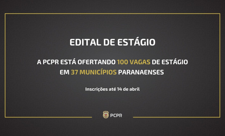PCPR oferta 100 vagas de estágio em 37 municípios paranaenses