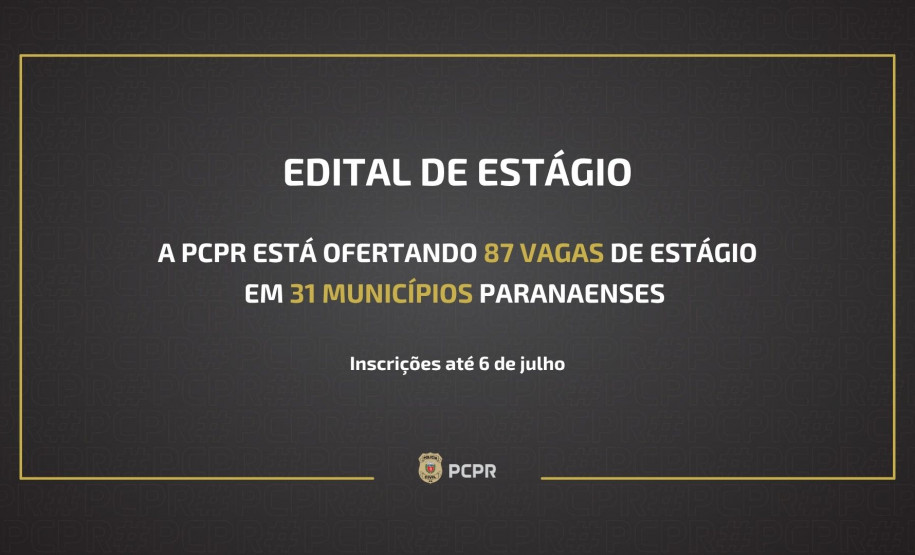 PCPR oferta 87 vagas de estágio em 31 municípios paranaenses