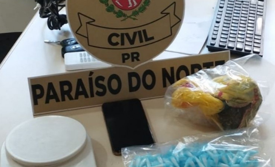 PCPR prende em flagrante mãe e filho por tráfico de drogas em São Carlos do Ivaí