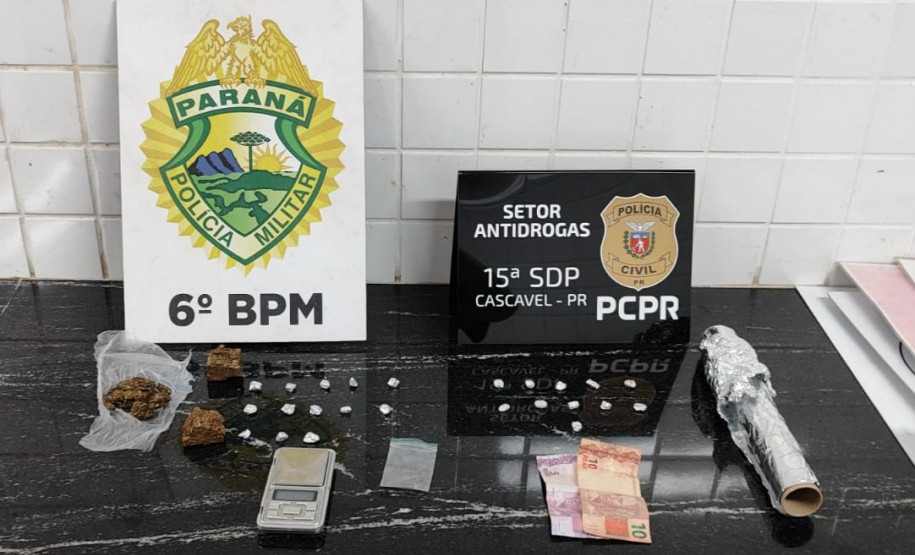 PCPR prende casal em flagrante por tráfico de drogas e apreende entorpecentes em Cascavel