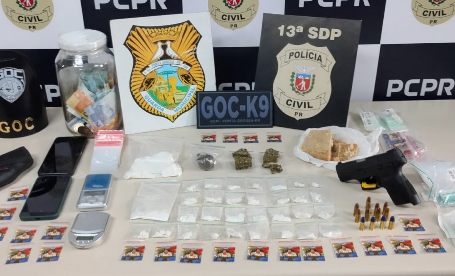 PCPR e GM prendem homem em flagrante por tráfico de drogas e porte de arma de fogo em Ponta Grossa