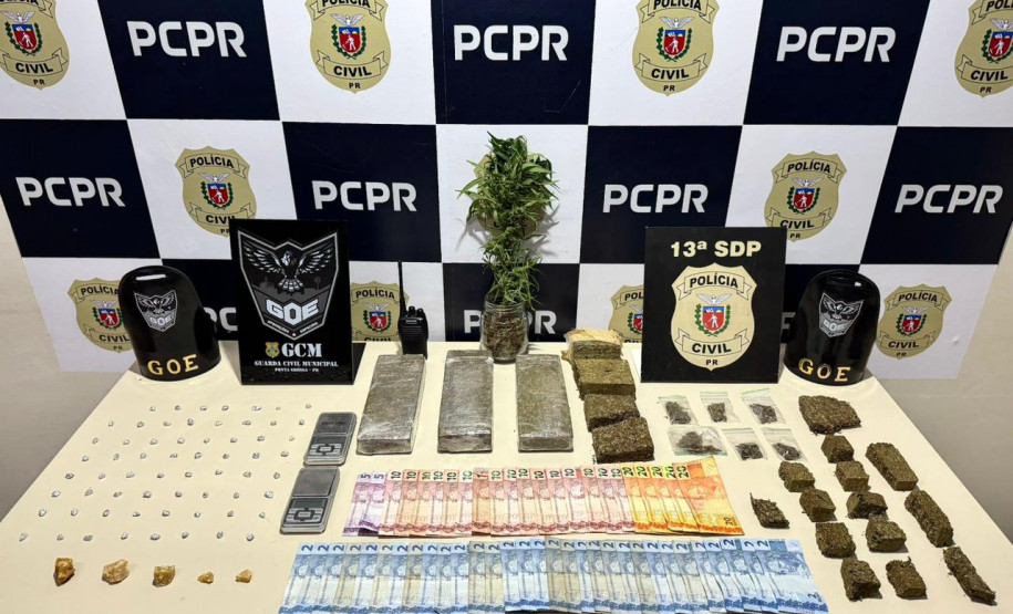 PCPR e GCM prendem casal em flagrante e apreendem itens para tráfico de drogas durante operação em Ponta Grossa