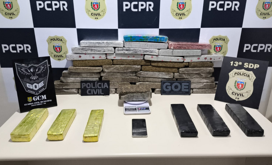 PCPR e GCM apreendem 40 quilos de drogas e prendem homem em flagrante em Ponta Grossa