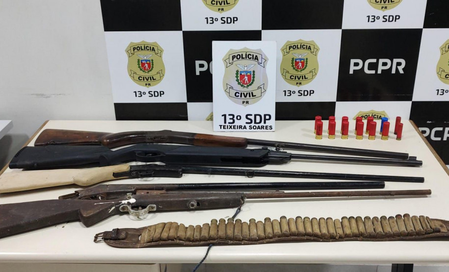 PCPR prende homem em flagrante por posse irregular de arma de fogo e por violência psicológica em Teixeira Soares