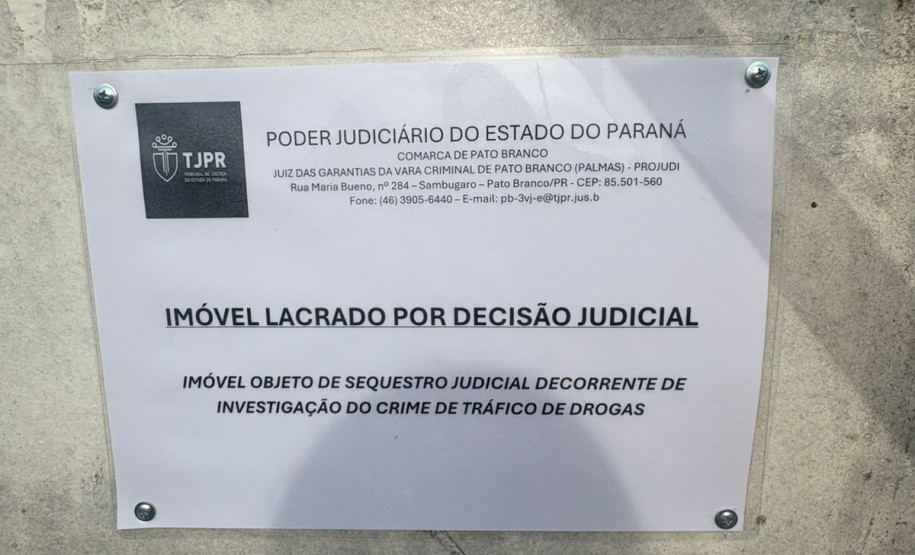 PCPR fecha imóvel utilizado para o tráfico de drogas em Pato Branco