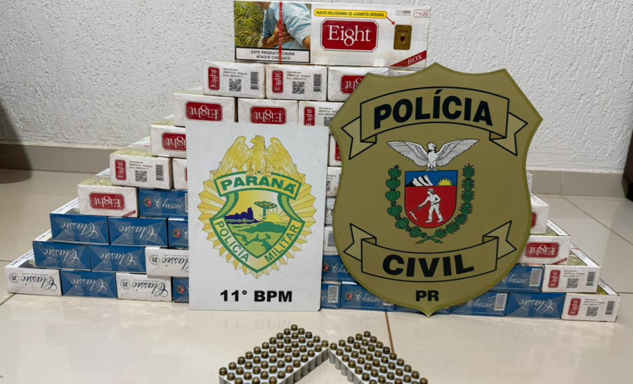 PCPR e PMPR apreendem cigarros contrabandeados e munições em Mamborê