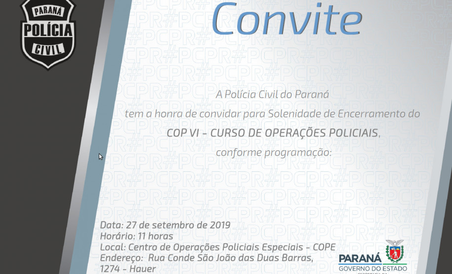 PCPR encerra 6º curso de operações policiais na sexta-feira (27) PCPR encerra 6º curso de operações policiais na sexta-feira (27)
