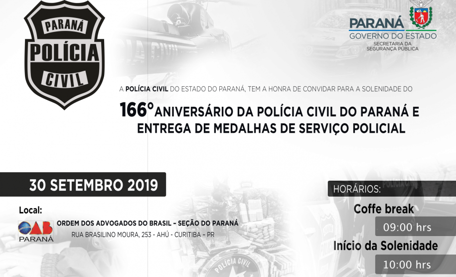 PCPR realiza solenidade em comemoração aos 166 anos da instituição PCPR realiza solenidade em comemoração aos 166 anos da instituição