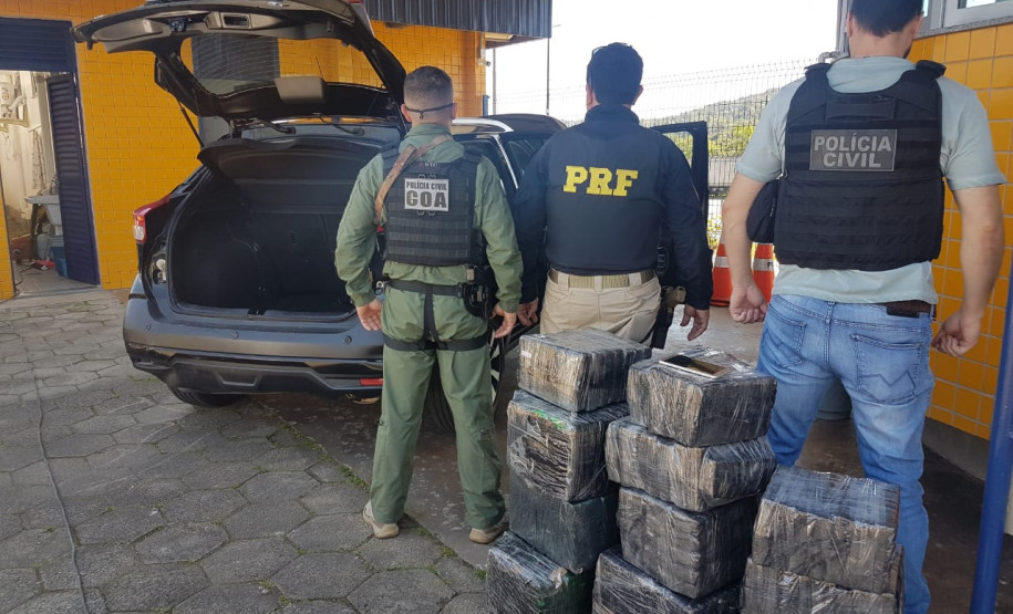 PCPR e PRF apreendem 198 quilos de maconha em Campina Grande do Sul PCPR e PRF apreendem 198 quilos de maconha em Campina Grande do Sul